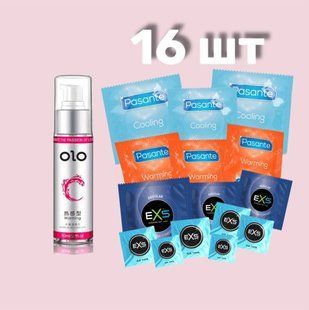 Комплект 16 шт EXS, Pasante + Лубрикант согревающий OLO 60 мл SOS4310 фото