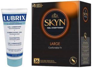 Набір з Лубрикант на водній основі Lubrix (100 мл) + SKYN Large, 36 шт SOS8787 фото
