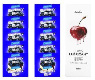 Комплект Pasante Blueberry 10шт. + Лубрикант Satisfyer Juicy Lubricant Cheeky Cherry 300 мл SOS11672 фото