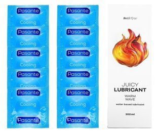 Комплект Pasante Cooling 10шт. + Лубрикант Satisfyer Juicy Lubricant Warm Wave 300 мл SOS11572 фото