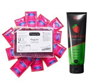 Pasante Regular 72 шт та Лубрикант INTT Strawberry (100 мл) SOS963 фото