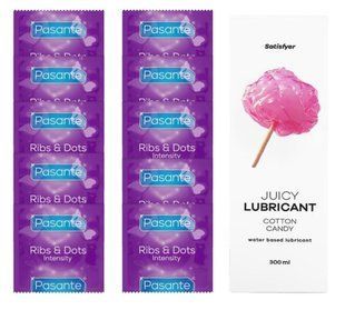 Комплект Pasante Intensity 10шт. + Лубрикант Satisfyer Juicy Lubricant Cotton Candy 300 мл SOS11622 фото