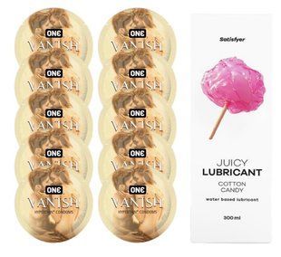 Комплект ONE 𝐕𝐀𝐍𝐈𝐒𝐇 10 шт. + Лубрикант Satisfyer Juicy Lubricant Cotton Candy (300 мл) SOS12172 фото