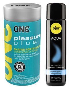 Набір ONE Pleasure Plus 12 шт + Лубрикант Pjur Pjur Woman Aqua 100 мл SOS13056 фото