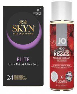Комплект: SKYN Elite 24 шт. + Лубрикант System JO &mdash; Strawberry Kiss (60 мл) SOS11721 фото
