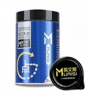 Muaisi Blue 0.02 мм &mdash; рельєфні з додатковим зволоженням (12 шт, банка) SOS11871 фото