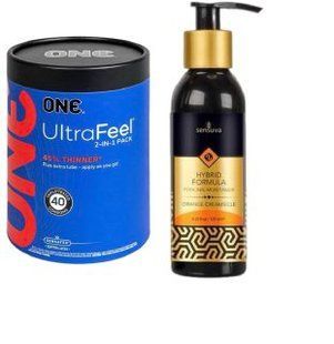 ONE UltraFeel 2-в-1. 40 шт.+ Смазка на водной основе Sensuva Natural Water-Based Orange Creamsicle 125мл SOS6464 фото