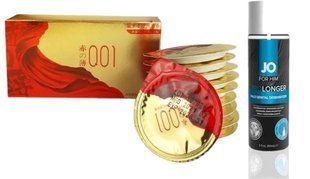 10шт. Olo Red Gold+Пролонгувальний спрей System JO Prolonger Spray with Benzocaine (60 мл) SOS6636 фото