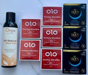 Набор 24 шт OLO возбуждающие 001 + Skyn ​​Extra Lube + Лубрикант ALL-NATURAL Ultra Slide 150 мл Orgie SOS3809 фото