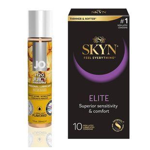 10 штук SKYN Elite + Лубрикант System JO H2O &mdash; Juicy Pineapple (30 мл) SOS4791 фото