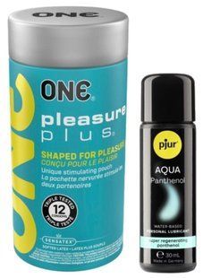 Набір ONE Pleasure Plus 12 шт + Лубрикант Pjur Pjur Aqua Panthenol 30 мл SOS13055 фото
