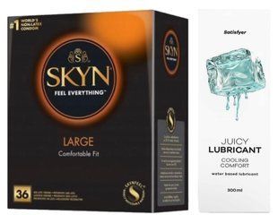Набір Лубрикант Satisfyer Cooling Comfort 300 мл + SKYN Large 36 шт SOS12770 фото
