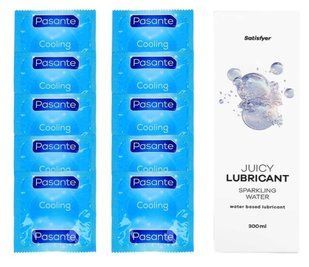 Комплект Pasante Cooling 10шт. + Лубрикант Satisfyer Juicy Lubricant Sparkling Water 300 мл SOS11570 фото