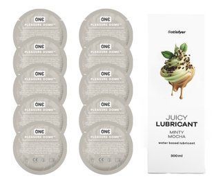 Комплект 𝐎𝐍𝐄 𝐃𝐨𝐦𝐞 10 шт. + Лубрикант Satisfyer Juicy Lubricant Minty Mocha (300 мл) SOS12220 фото
