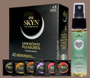 Набір SKYN Pleasures, 42 шт-6 видів + Спрей Sensuva Deeply Love You Spearmint (29 мл) SOS5138 фото