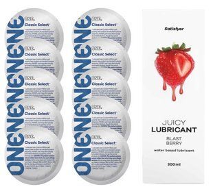 Комплект ONE Classic 10 шт. + Лубрикант Satisfyer Juicy Lubricant Blast Berry (300 мл) SOS12320 фото
