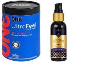 ONE UltraFeel 2-в-1. 40 шт.+ Змазка на водній основі Sensuva Natural Water-Based Blueberry Muffin 57мл SOS6463 фото