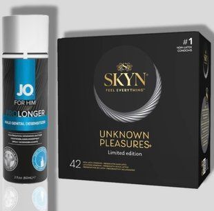 SKYN 42 Pleasures 42 шт + Пролонгатор System JO Prolonger Spray with Benzocaine (60 мл) SOS4988 фото