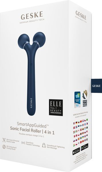 Електронний ультразвуковий ролик для обличчя GESKE Sonic Facial Roller 4в1 midnight HB0177 фото