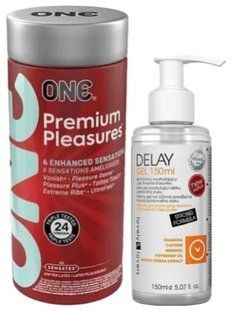 Набір з 24 шт ONE Premium Pleasures + Пролонгатор Lovely Lovers DELAY GEL 150ml SOS9376 фото