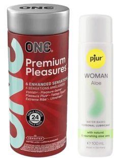 Комплект ONE Premium Pleasures 24 шт + Pjur Woman Aloe 100 мл SOS13004 фото