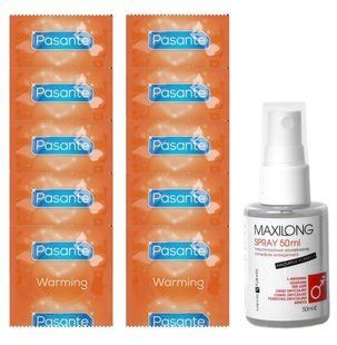 Комплект Pasante Warming 10 шт + Lovely Lovers MAXILONG Spray (50 мл) SOS14384 фото