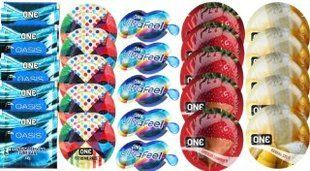 Набор из 25 шт One Oasis Premium + ONE Ribs + ONE UltraFeel + ONEChocolateStrawberry + ONEBanana SOS8469 фото
