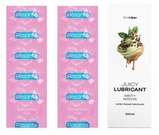 Комплект: Pasante extra sensitive 10 шт. + Лубрикант Satisfyer Juicy Lubricant Minty Mocha water based 300 мл SOS11519 фото