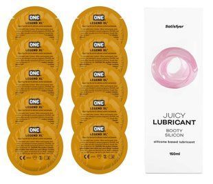 Комплект 𝐎𝐍𝐄 𝐋𝐞𝐠𝐞𝐧𝐝 𝐗𝐋 10 шт. + Лубрикант Satisfyer Juicy Lubricant Booty Silicon (150 мл) SOS12269 фото