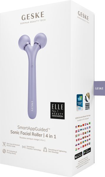 Электронный ультразвуковой ролик для лица GESKE Sonic Facial Roller 4в1 purple HB0178 фото