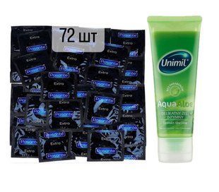 Pasante Extra Safe 72 шт та Лубрикант Unimil Aqua Aloe &ndash; 80 мл SOS959 фото