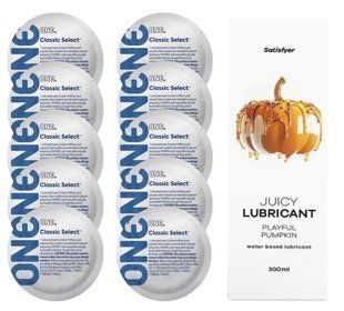Комплект ONE Classic 10 шт. + Лубрикант Satisfyer Juicy Lubricant Playful Pumpkin (300 мл) SOS12318 фото