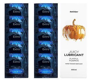 Набор: Pasante Extra Safe 10 шт. + Лубрикант Satisfyer Playful Pumpkin (300 мл) SOS12068 фото