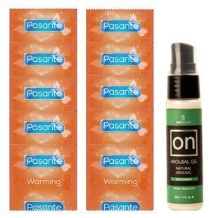 Комплект Pasante Warming 10 шт + Sensuva ON Arousal Gel for Her &laquo;Spearmint&raquo;, 29 мл SOS14285 фото