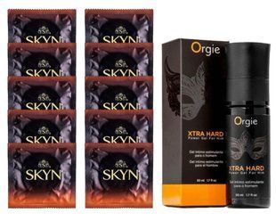 Комплект Skyn Warming 10 шт + Orgie Xtra Hard Power Gel For Him (50 мл) SOS14436 фото