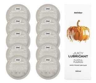 Комплект 𝐎𝐍𝐄 𝐃𝐨𝐦𝐞 10 шт. + Лубрикант Satisfyer Juicy Lubricant Playful Pumpkin (300 мл) SOS12217 фото