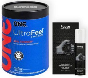 Набір з ONE UltraFeel 2-in-1 Pack 40 шт + Пролонгатор PAUSE, 50 мл Nuei SOS9080 фото
