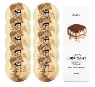 Комплект ONE 𝐕𝐀𝐍𝐈𝐒𝐇 10 шт. + Лубрикант Satisfyer Juicy Lubricant Tasteful Tiramisu (300 мл) SOS12166 фото
