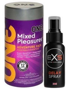 Набір з 12 шт ONE Mixed Pleasures + Пролонгатор EXS DELAY SPRAY 50 МЛ SOS9261 фото