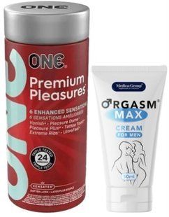 Набір з 24 шт ONE Premium Pleasures + Пролонгатор Medica-Group Orgasm Max for Men - krem 50 ml SOS9372 фото