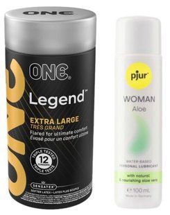 Набір ONE Legend Extra Large 12 шт + Pjur Woman Aloe 100 мл SOS13100 фото