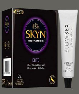 Набір SKYN Elite, 24 шт + Стимулювальний бальзам Bijoux Indiscrets Slow Sex Oral sex balm SOS5283 фото