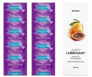Комплект Pasante Intensity 10шт. + Лубрикант Satisfyer Juicy Lubricant Mango & Passion 300 мл SOS11615 фото