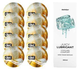 ONE Banana Split 10 шт. + Лубрикант Satisfyer Cooling Comfort 300 мл SOS12465 фото