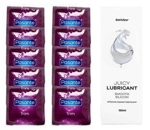 Комплект Pasante TRIM 10шт. + Лубрикант Satisfyer Juicy Lubricant Smooth Silicon 150 мл SOS11715 фото