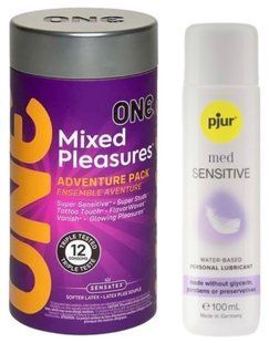 Комплект ONE Mixed Pleasures 12 шт + Pjur MED Sensitive Glide 100 мл SOS12949 фото