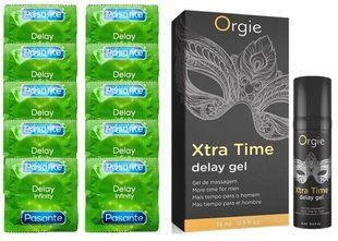 Комплект: Pasante Delay 10 шт + Пролонгатор Orgie X-TRA TIME (15 мл) SOS11030 фото