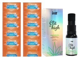 Комплект Pasante Warming 10 шт + Intt Clit Me On High Cannabis Oil 15 мл SOS14289 фото