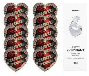 Комплект Pasante Heart 10шт. + Лубрикант Satisfyer Juicy Lubricant Smooth Silicon 150 мл SOS11564 фото