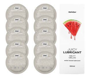 Комплект 𝐎𝐍𝐄 𝐃𝐨𝐦𝐞 10 шт. + Лубрикант Satisfyer Juicy Lubricant Melty Melon (300 мл) SOS12214 фото